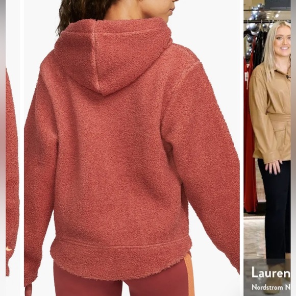 Nike Therma-Fit Faux Fur Full Zip Light Pink Hoodie Jacket 1X - Picture 6 of 7